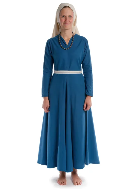 Mittelalter Kleid Catella in Königsblau Frontansicht 5