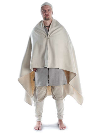 Wikinger Umhang Hakon in Beige Frontansicht