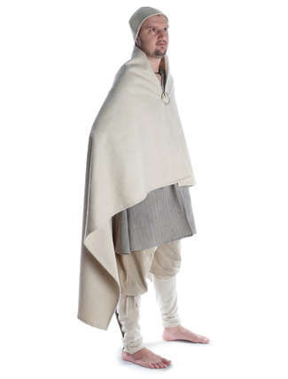 Wikinger Umhang Hakon in Beige Seitenansicht