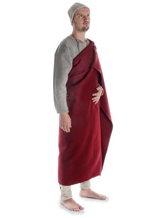 Wikinger Umhang Hakon in Rot Seitenansicht