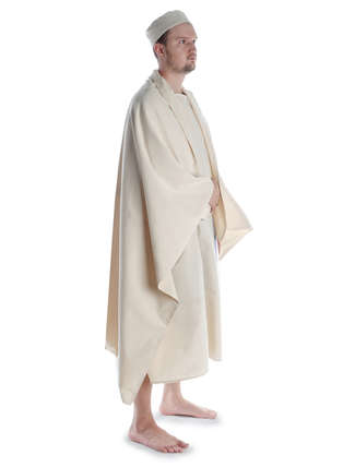 Wikinger Umhang Hakon in Beige Seitenansicht