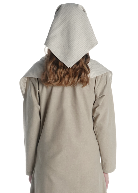Mittelalter Schal Kari aus Baumwolle-Leinen(60-40) in Beige Rückansicht