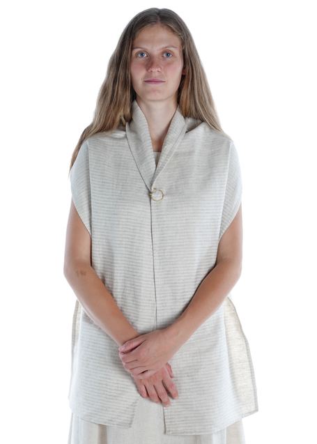 Mittelalter Schal Kari aus Baumwolle-Leinen(60-40) in Beige Frontansicht 2