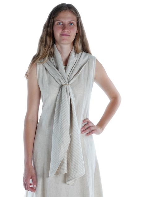 Mittelalter Schal Kari aus Baumwolle-Leinen(60-40) in Beige Frontansicht 5