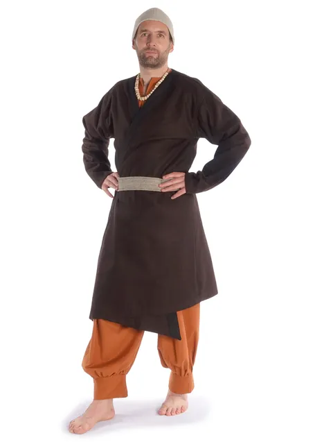 Wikinger Mantel Vidar in Braun-Schwarz Frontansicht