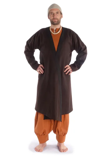 Wikinger Mantel Vidar in Braun-Schwarz Frontansicht 2