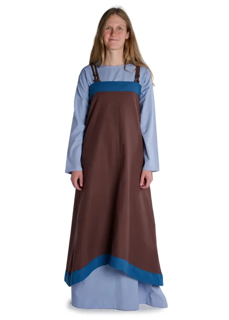 Wikinger Überkleid Urd in Braun Frontansicht