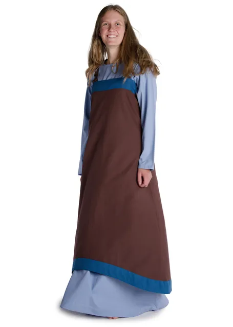 Wikinger Überkleid Urd in Braun Frontansicht 3