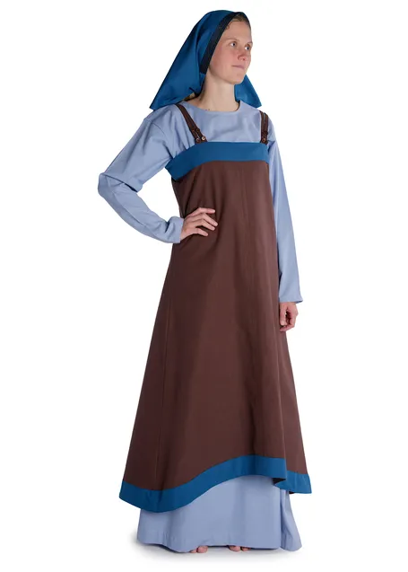 Wikinger Überkleid Urd in Braun Seitenansicht 2