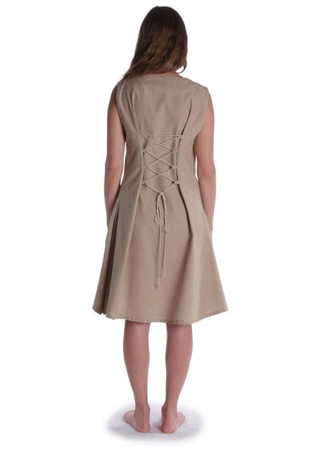 Mittelalter Kleid Pernelle in Hanffarben-Hellbraun Frontansicht 0