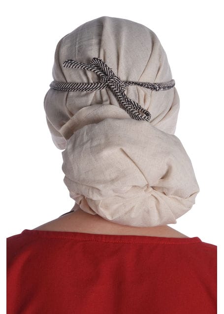 Mittelalter Kopftuch Damaris in Beige Rückansicht