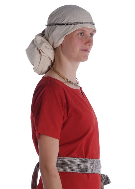 Mittelalter Kopftuch Damaris in Beige Seitenansicht