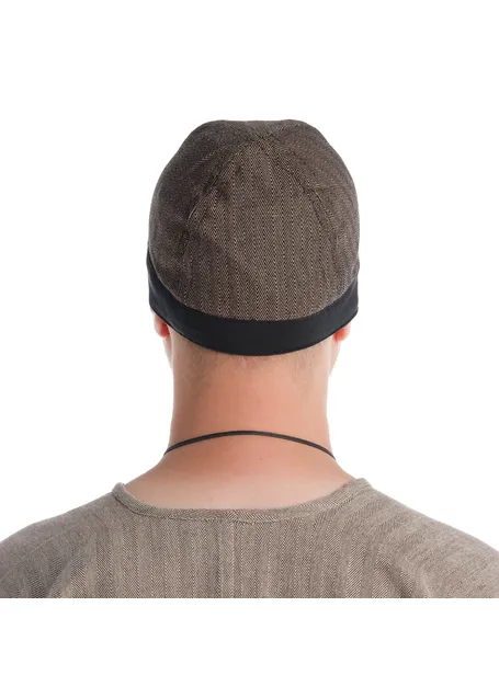 Wikinger Kappe Reginn in Fischgrät Braun-Schwarz Rückansicht 4