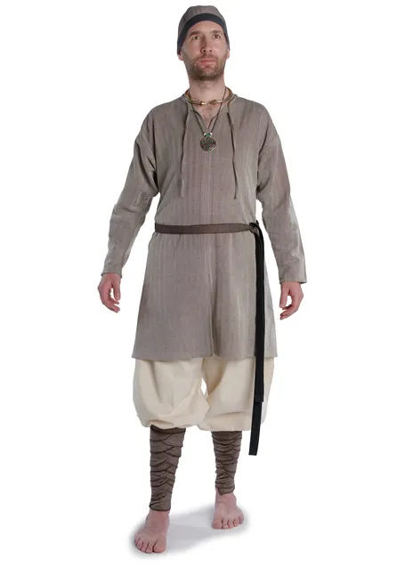 Wikinger Kappe Reginn in Fischgrät Braun-Schwarz Frontansicht 4