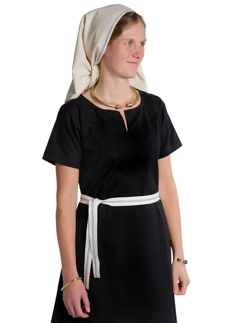 Mittelalter Kopftuch Florimel in Beige Seitenansicht