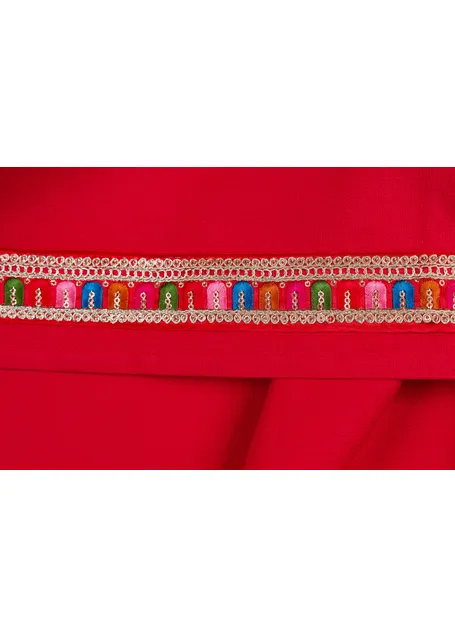 Mittelalter Kopftuch Florimel in Feuerrot Detailansicht