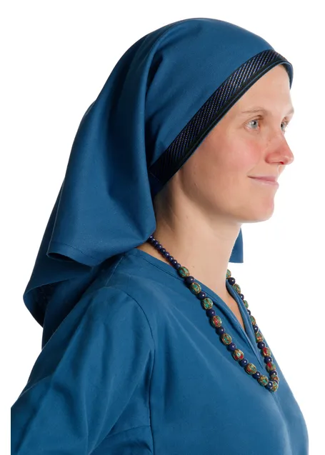 Mittelalter Kopftuch Florimel in Königsblau Seitenansicht
