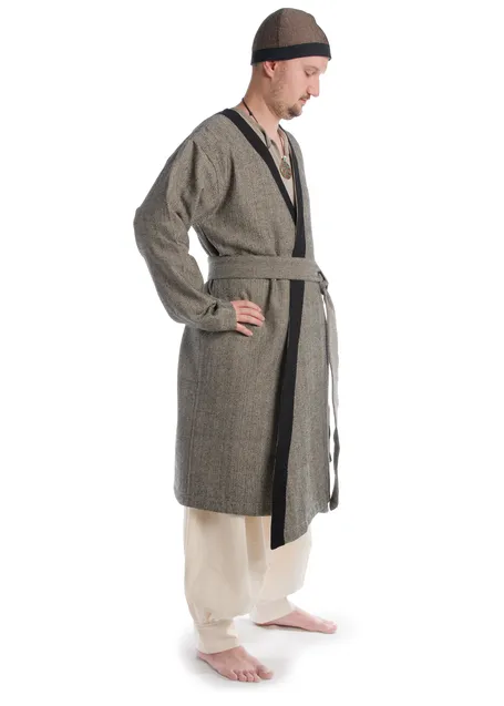 Mittelalter Gürtel Ermelin in Fischgrät Schwarz-Weiß Seitenansicht