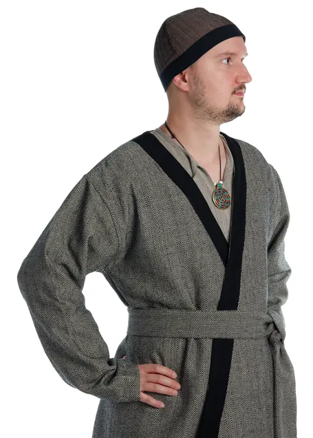 Mittelalter Gürtel Ermelin in Fischgrät Schwarz-Weiß Seitenansicht 2