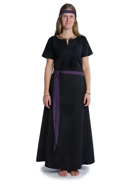 Wikinger Gürtel Arvida in Fischgrät Lila-Schwarz Frontansicht