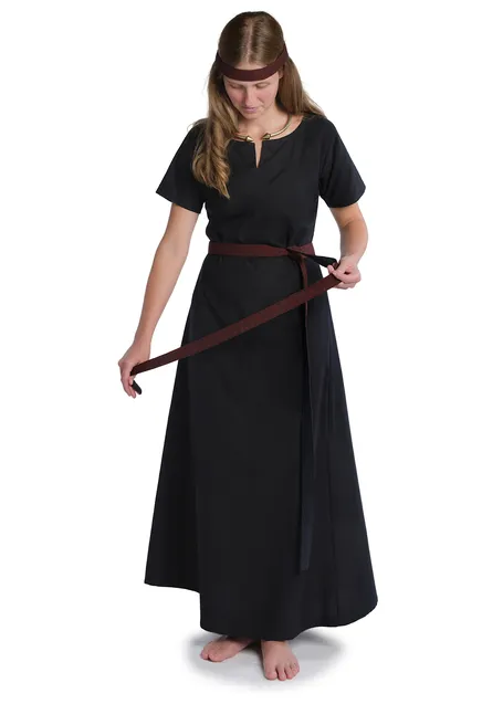 Wikinger Gürtel Arvida in Fischgrät Dunkelrot-Schwarz Frontansicht