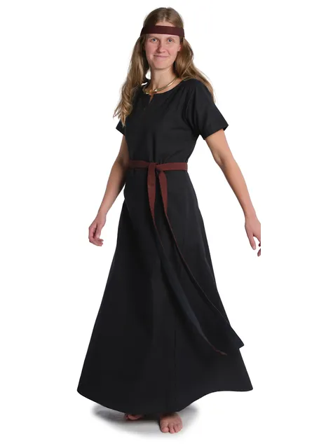 Wikinger Gürtel Arvida in Fischgrät Dunkelrot-Schwarz Frontansicht 3