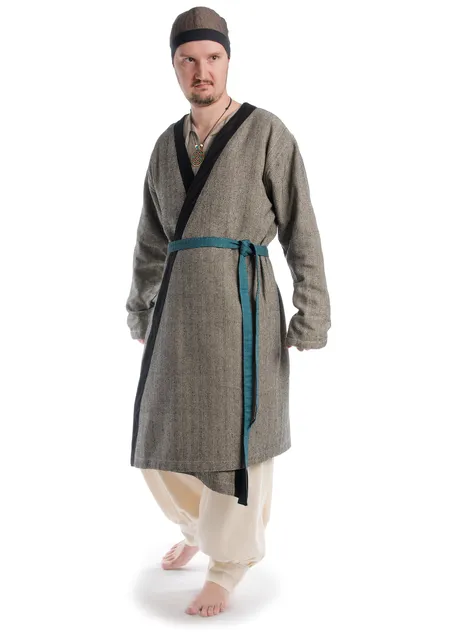 Wikinger Gürtel Arvid in Fischgrät Petrol-Schwarz Frontansicht