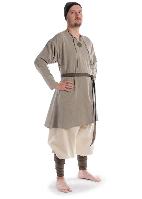 Wikinger Gürtel Arvid in Fischgrät Braun-Schwarz Seitenansicht