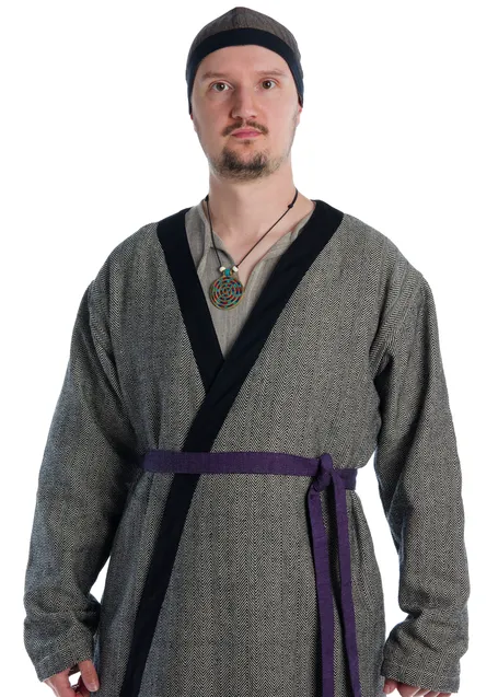 Wikinger Gürtel Arvid in Fischgrät Lila-Schwarz Frontansicht 4