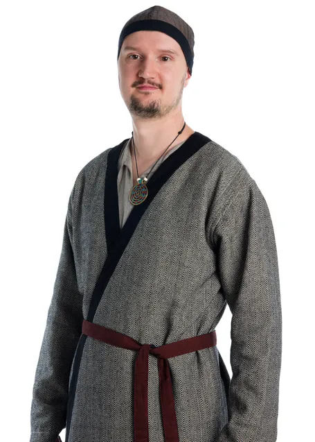 Wikinger Gürtel Arvid in Fischgrät Dunkelrot-Schwarz Frontansicht 4