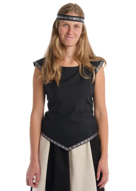 Mittelalter Haarband Ottilia in Schwarz-Silber Frontansicht