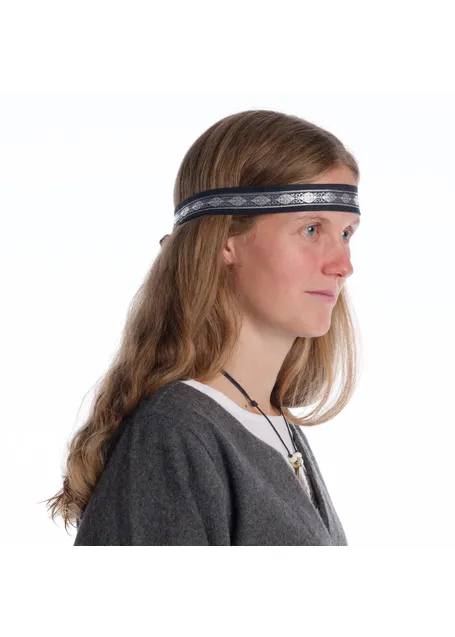 Mittelalter Haarband Ottilia in Schwarz-Silber Seitenansicht