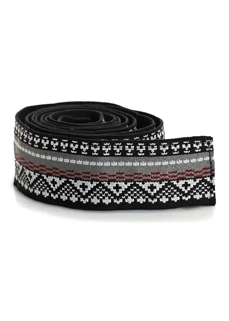 Mittelalter Haarband Ottilia in Schwarz-Weiß-Rot-Grau Detailansicht