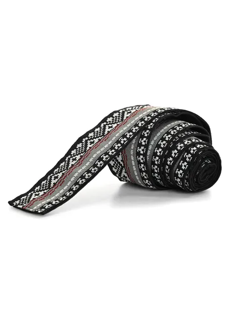 Mittelalter Haarband Ottilia in Schwarz-Weiß-Rot-Grau Detailansicht 2