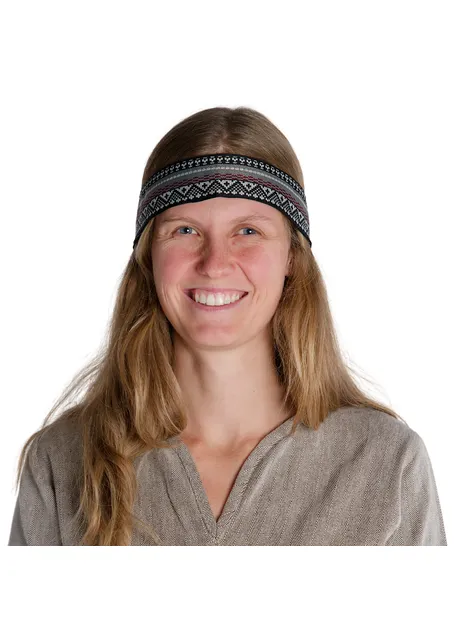 Mittelalter Haarband Ottilia in Schwarz-Weiß-Rot-Grau Frontansicht