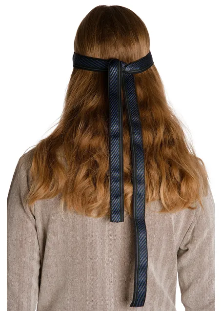 Mittelalter Haarband Ottilia in Blau-Schwarz Rückansicht