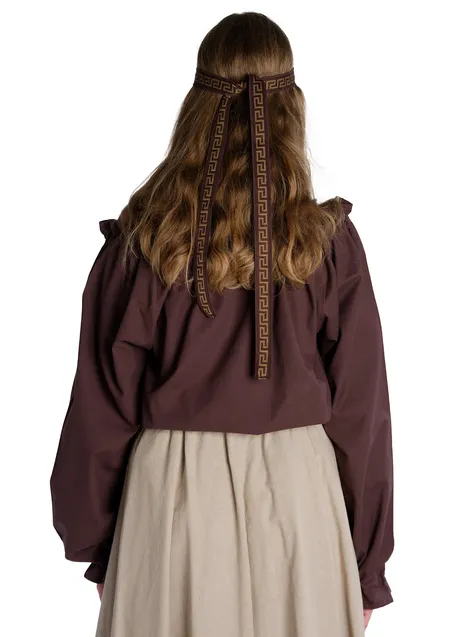 Mittelalter Haarband Ottilia in Braun-Golden Rückansicht