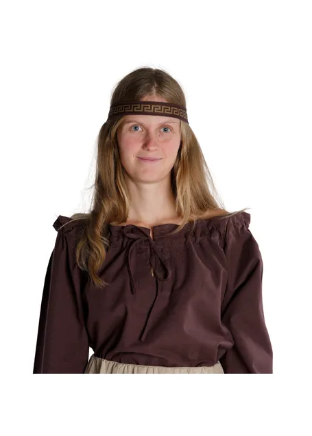 Mittelalter Haarband Ottilia in Braun-Golden Frontansicht