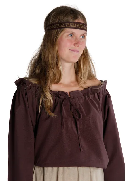 Mittelalter Haarband Ottilia in Braun-Golden Seitenansicht