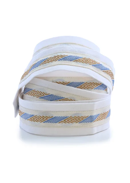 Mittelalter Haarband Ottilia in Weiß-Blau-Golden Detailansicht 2