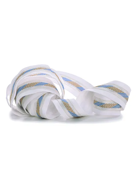 Mittelalter Haarband Ottilia in Weiß-Blau-Golden Detailansicht 3