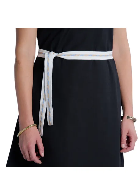 Mittelalter Haarband Ottilia in Weiß-Blau-Golden Detailansicht 4