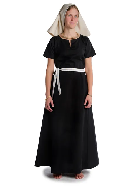 Mittelalter Haarband Ottilia in Weiß-Blau-Golden Frontansicht 6