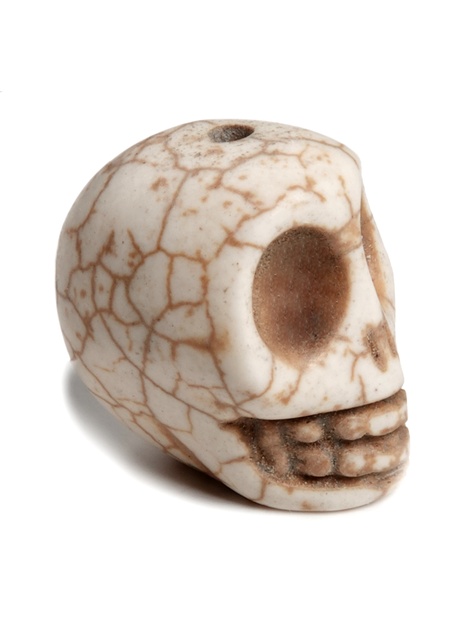 Piraten Totenkopf-Perle Karhet aus Resin in Beige Seitenansicht