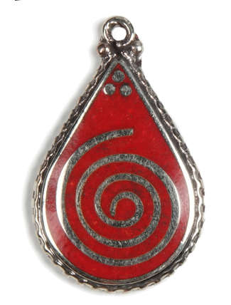Kelten Anhänger Sulis (Spirale) in Rot Frontansicht