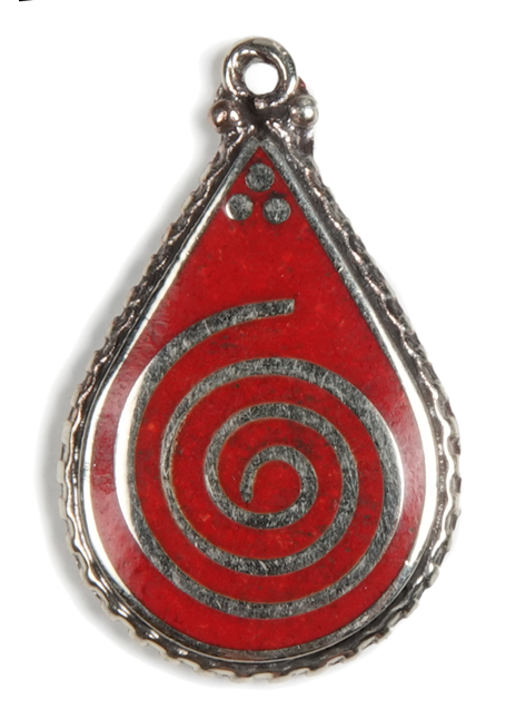Kelten Anhänger Sulis (Spirale) in Rot Frontansicht