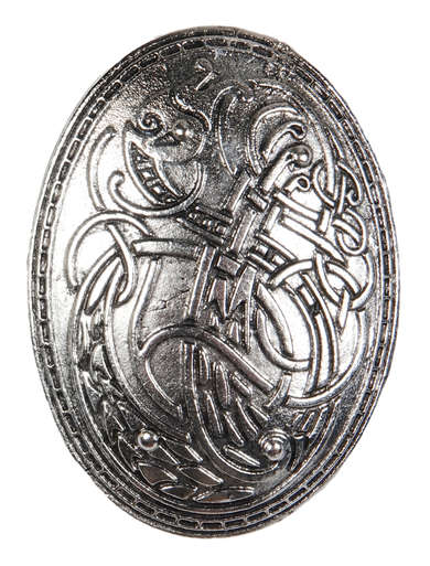 Wikinger Brosche Clarmine in Silbern Frontansicht