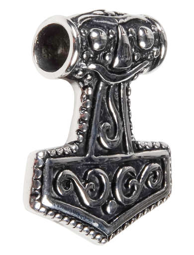Wikinger AnhÃ¤nger MjÃ¶lnir (Thors Hammer) aus Metall in Silbern Seitenansicht