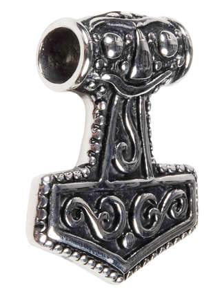 Wikinger Anhänger Mjölnir (Thors Hammer) aus Metall in Silbern Seitenansicht