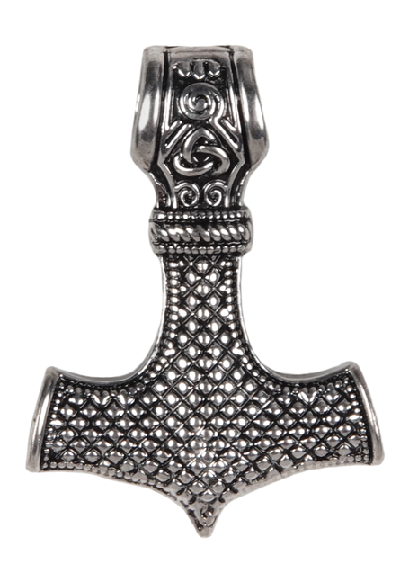 Wikinger Anhänger Mjölnir (Thors Hammer) aus Metall in Silbern Rückansicht